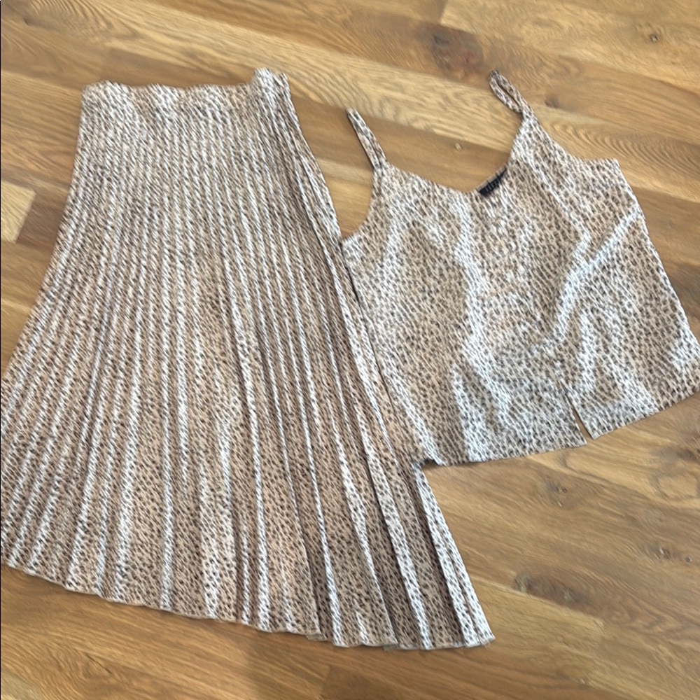 Sanctuary Silver Maxi Pleated Skirt Set
